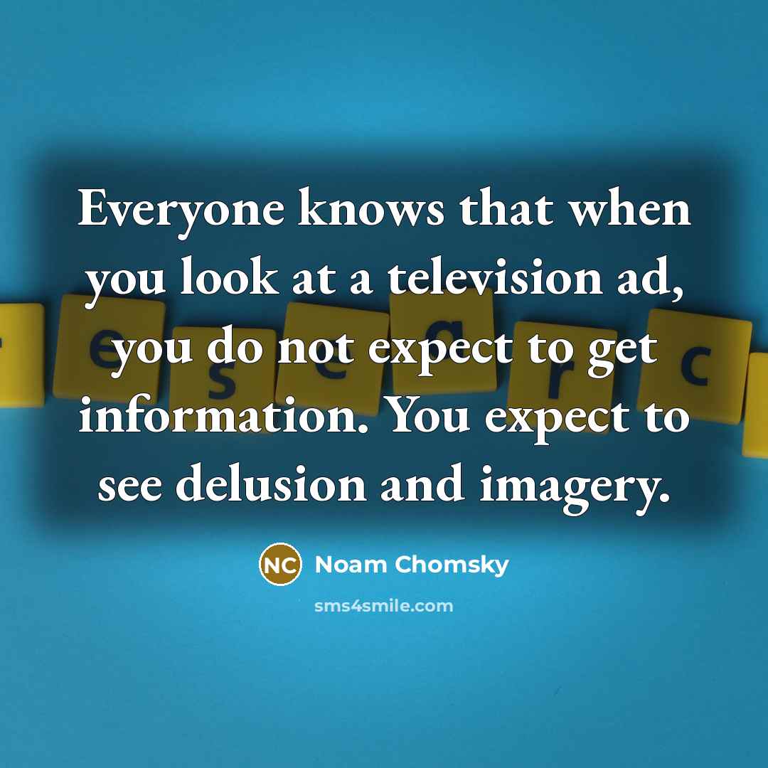 “Everyone knows that when you look at a television ad,…” quote by Noam Chomsky