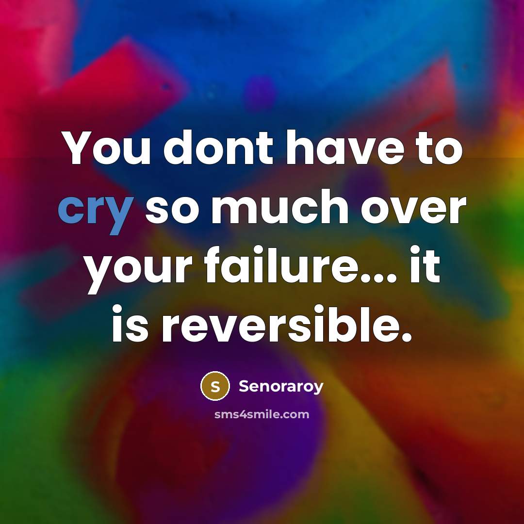 “You dont have to cry so much over your failure...…” quote by Senoraroy