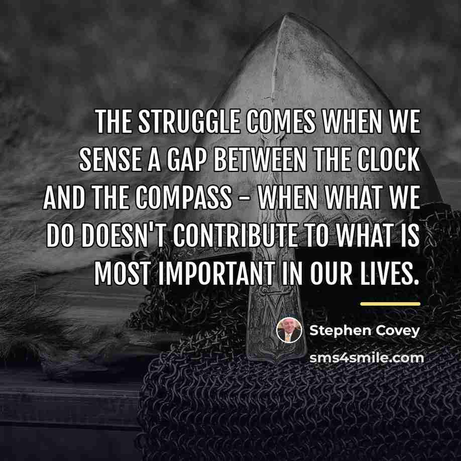 “The struggle comes when we sense a gap between the…” quote by Stephen Covey