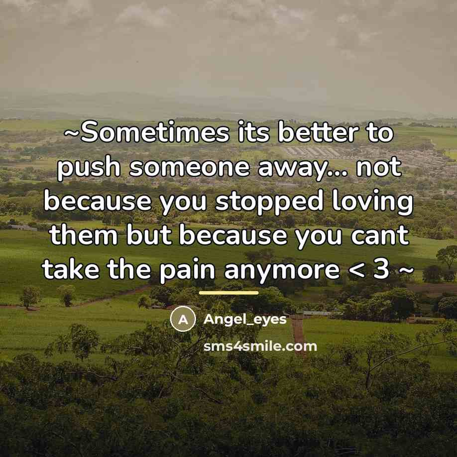 “~Sometimes its better to push someone away... not because you…” quote by Angel_eyes