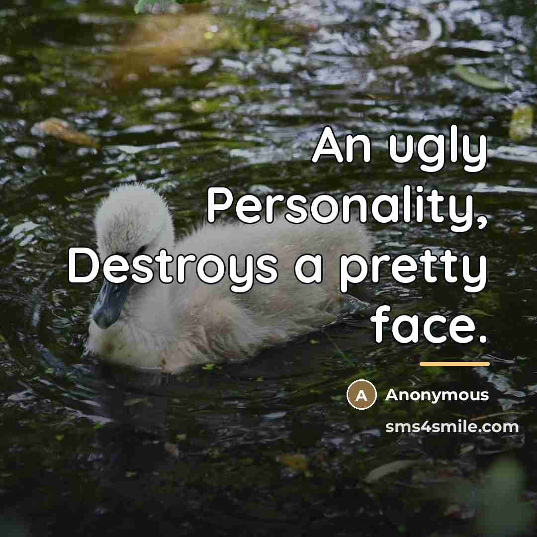 “An ugly Personality, Destroys a pretty face.…” quote by Anonymous