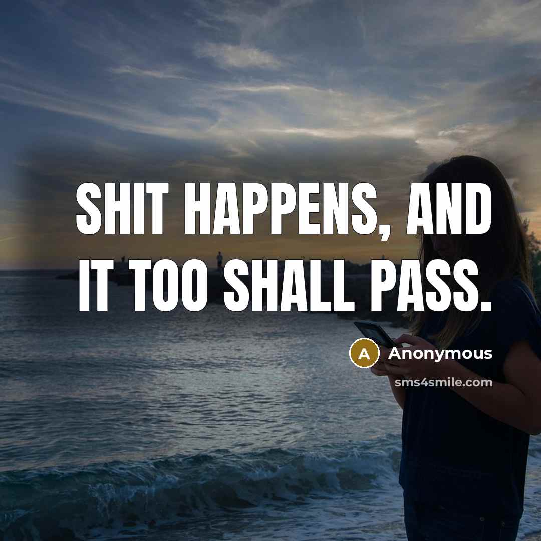 “Shit happens, and it too shall pass.” quote by Anonymous