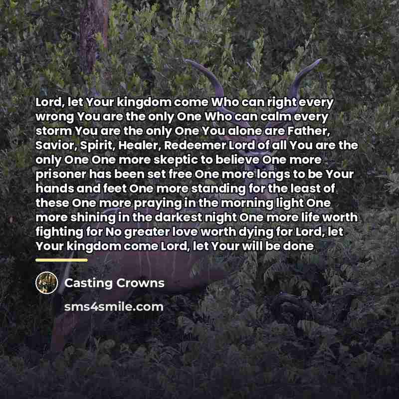 “Lord, let Your kingdom come Who can right every wrong…” quote by Casting Crowns