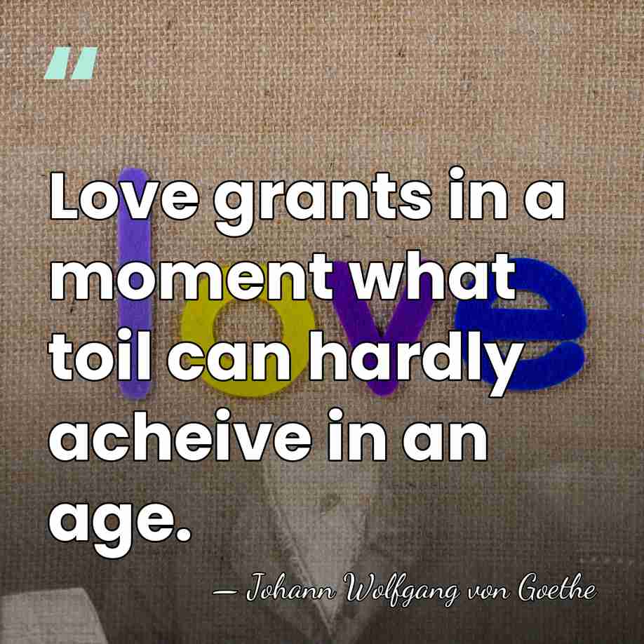 Love grants in a moment what toil can hardly acheive in an&hellip; - Johann Wolfgang von Goethe