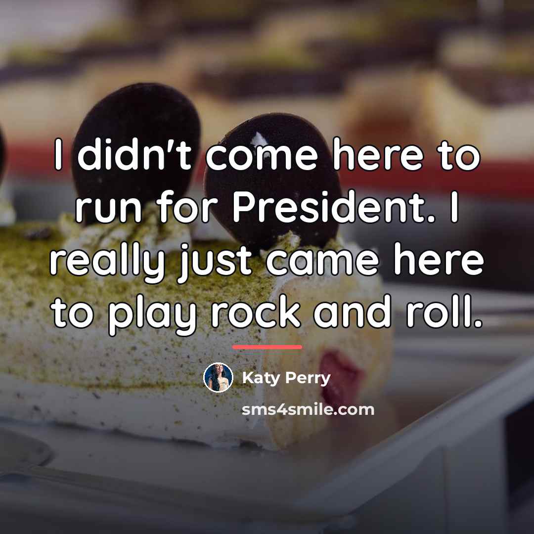 “I didn't come here to run for President. I really…” quote by Katy Perry