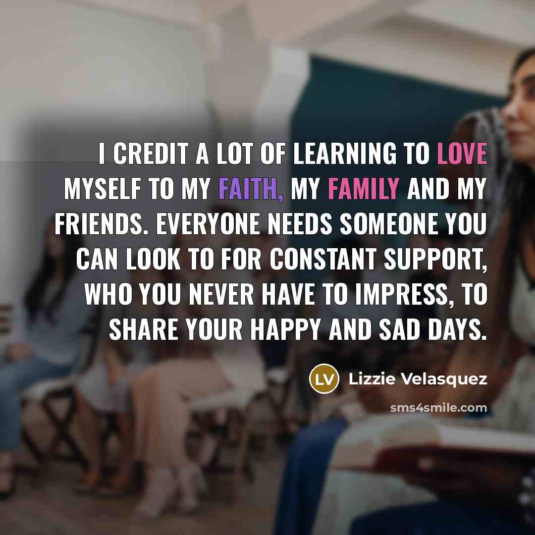 “I credit a lot of learning to love myself to…” quote by Lizzie Velasquez