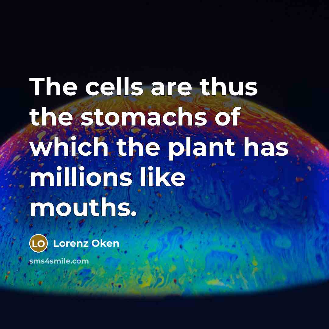 “The cells are thus the stomachs of which the plant…” quote by Lorenz Oken