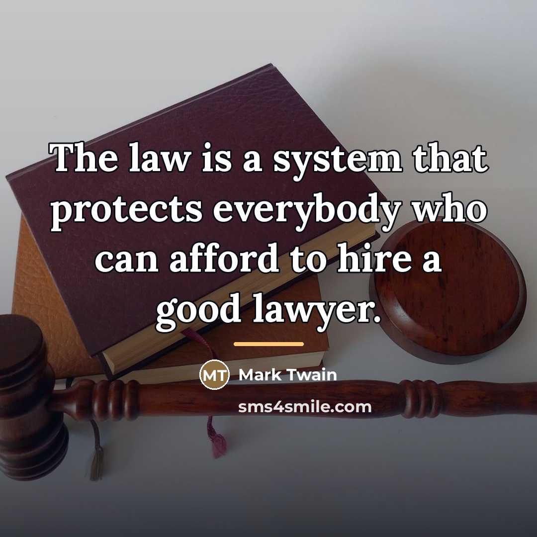 “The law is a system that protects everybody who can…” quote by Mark Twain