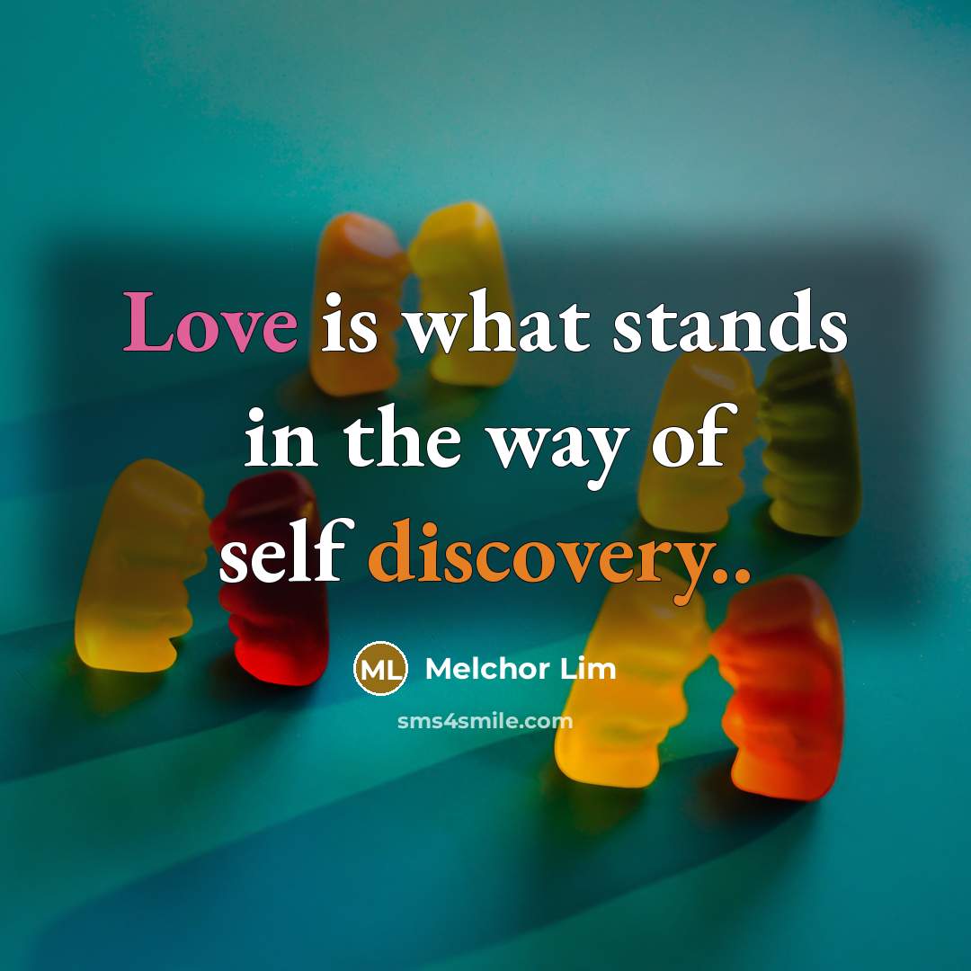 “Love is what stands in the way of self discovery..” quote by Melchor Lim
