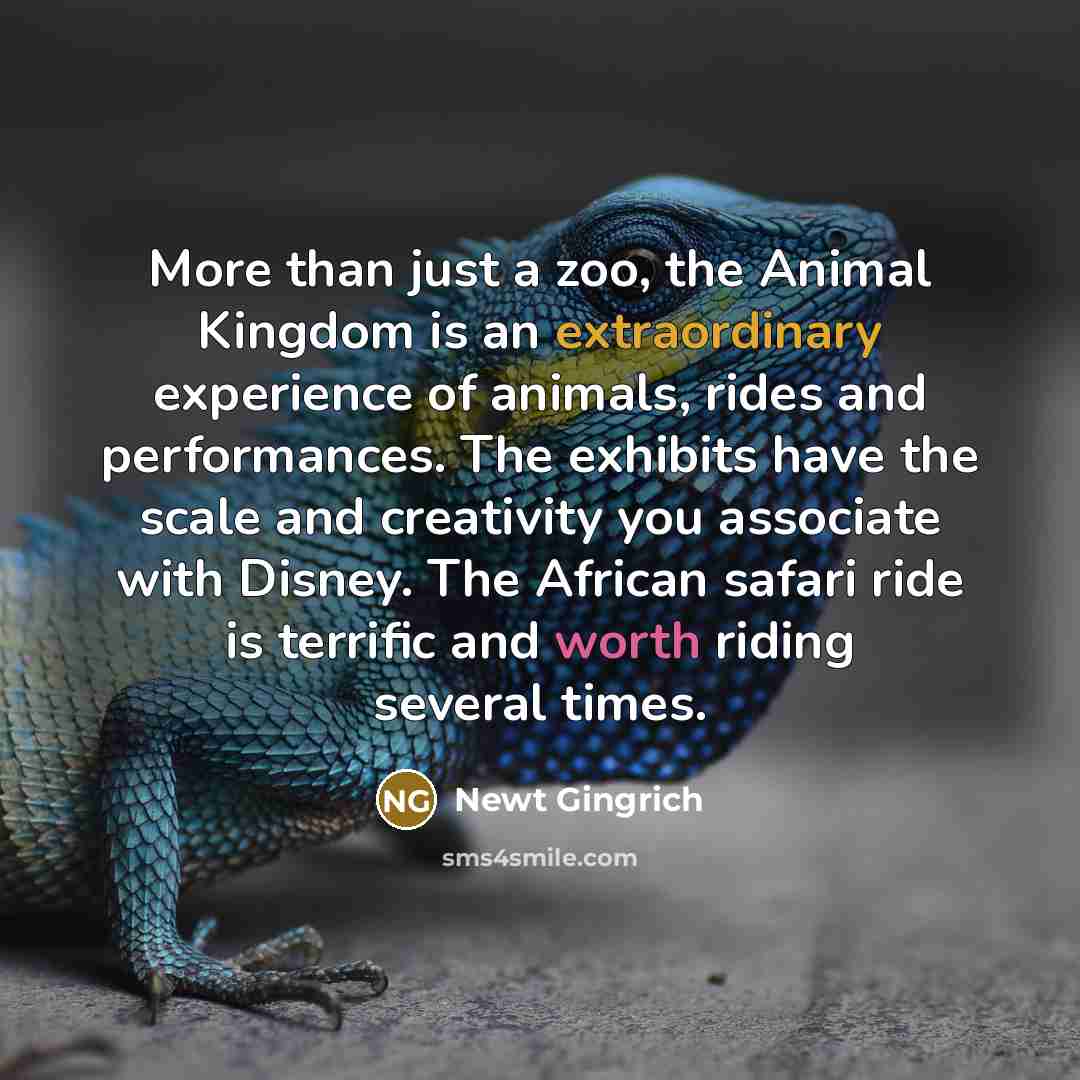 “More than just a zoo, the Animal Kingdom is an…” quote by Newt Gingrich
