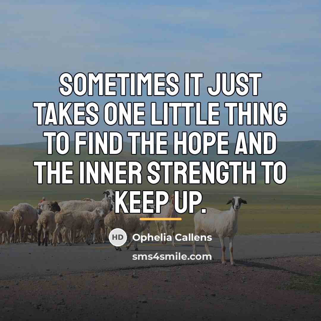 “Sometimes it just takes one little thing to find the…” quote by Ophelia Callens