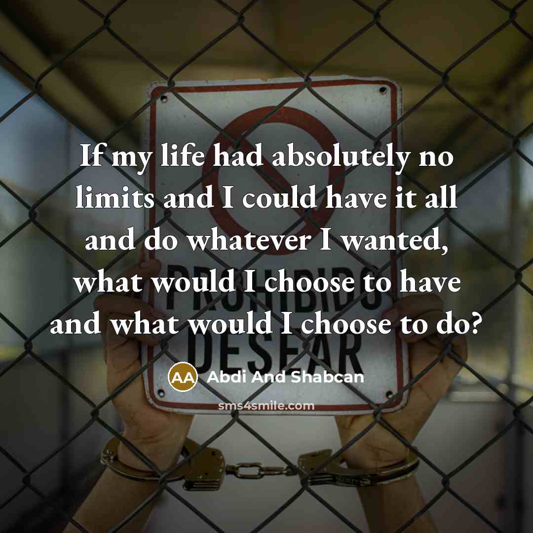 “If my life had absolutely no limits and I could have it all and do whatever I wanted, what would I choose to have and what would I choose to do?” quote by Abdi And Shabcan