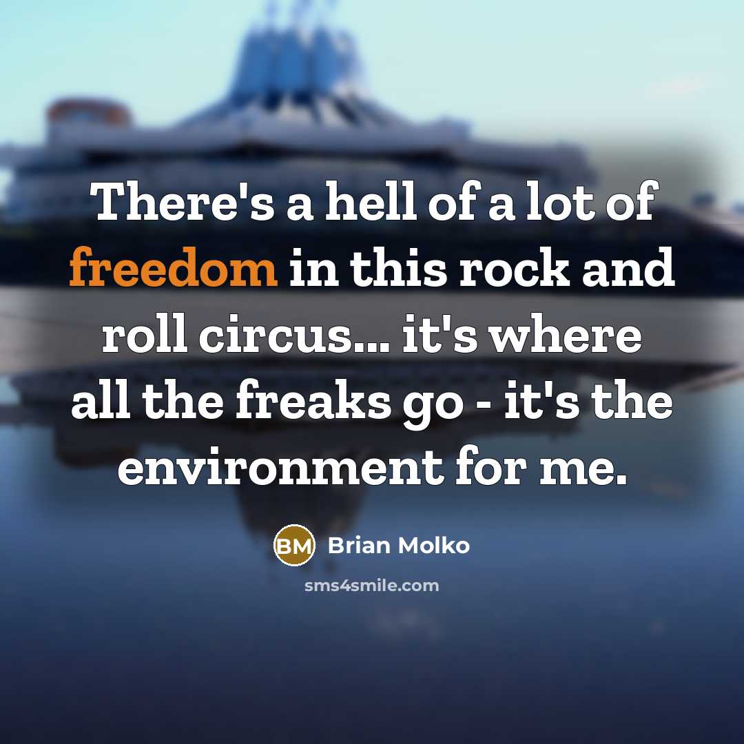 “There's a hell of a lot of freedom in this…” quote by Brian Molko