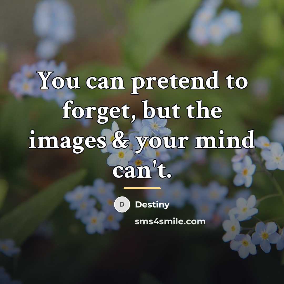 “You can pretend to forget, but the images & your…” quote by Destiny