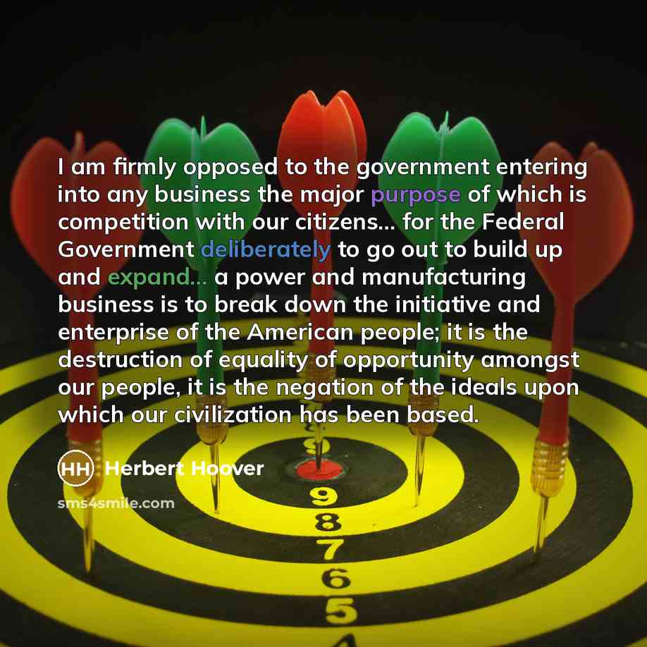 “I am firmly opposed to the government entering into any…” quote by Herbert Hoover