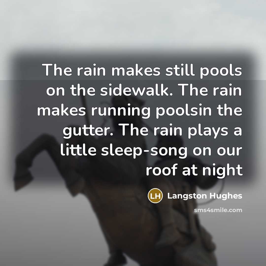 “The rain makes still pools on the sidewalk. The rain…” quote by Langston Hughes