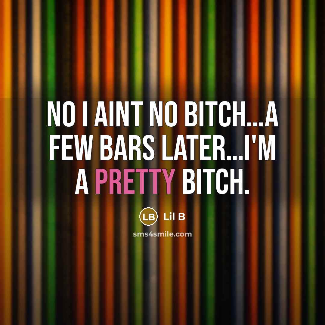 “No I aint no bitch…a few bars later…i'm a pretty bitch.” quote by Lil B