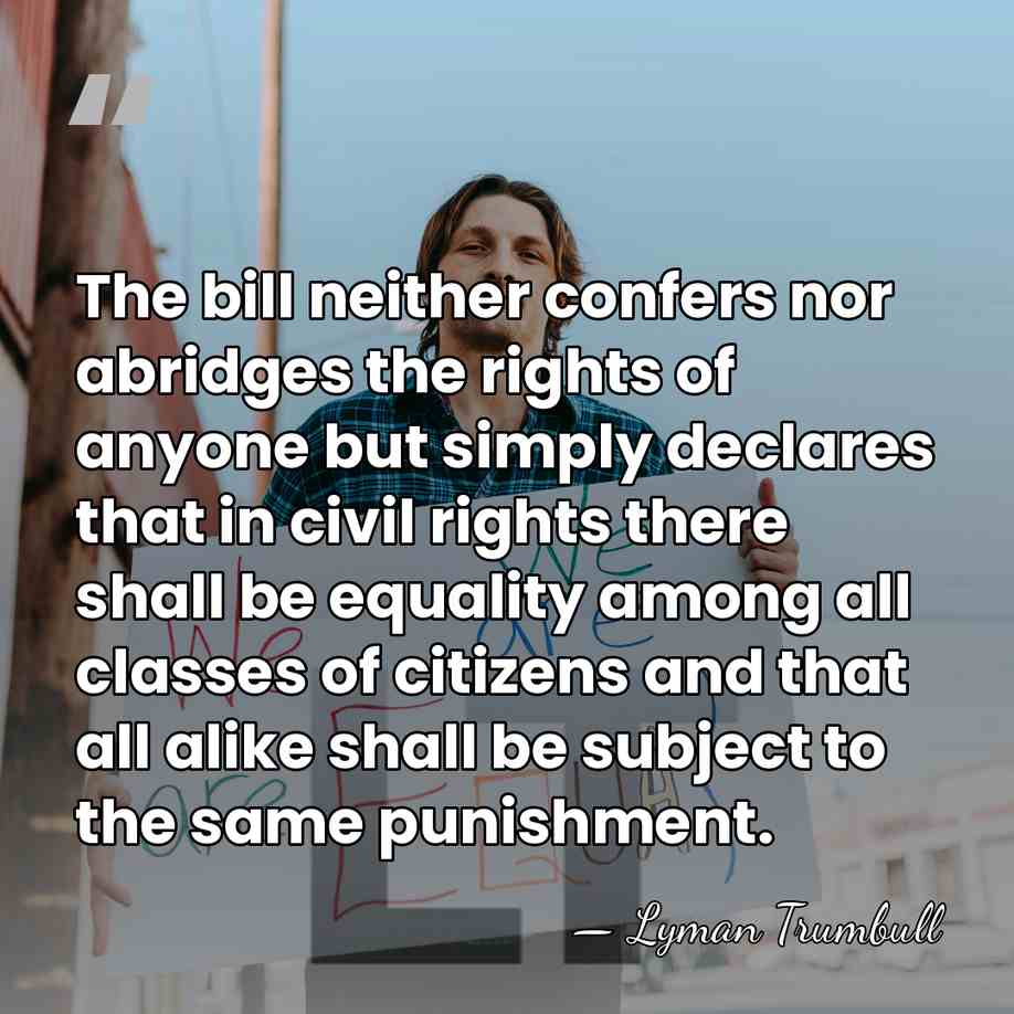 The bill neither confers nor abridges the rights of anyone but simply&hellip; - Lyman Trumbull