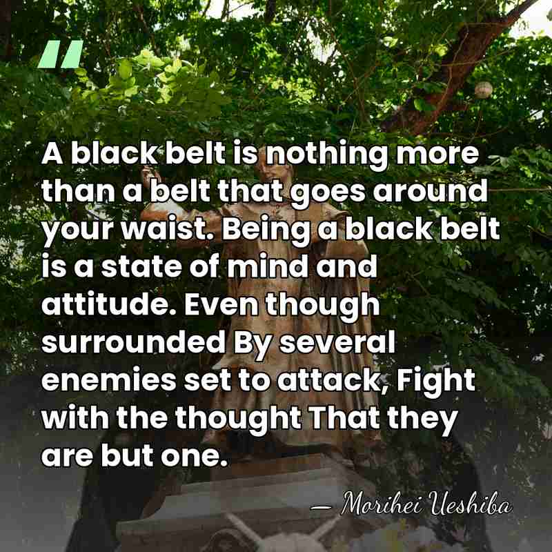A black belt is nothing more than a belt that goes around&hellip; - Morihei Ueshiba
