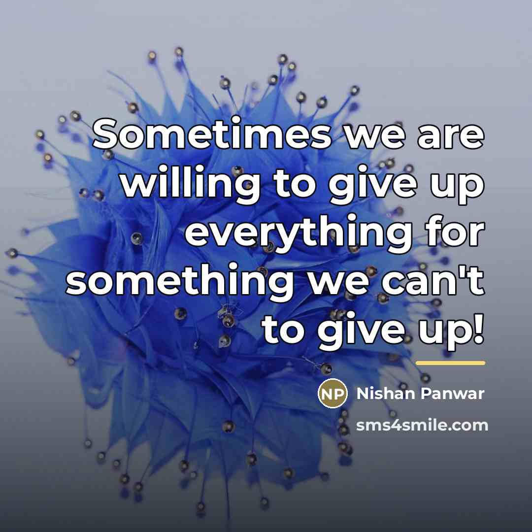 “Sometimes we are willing to give up everything for something…” quote by Nishan Panwar