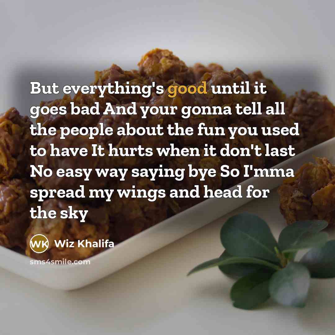 “But everything's good until it goes bad And your gonna…” quote by Wiz Khalifa