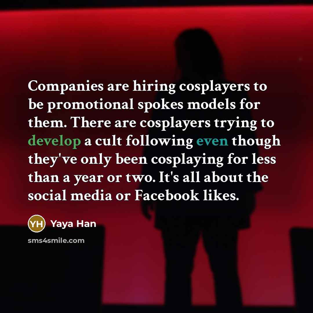 “Companies are hiring cosplayers to be promotional spokes models for…” quote by Yaya Han
