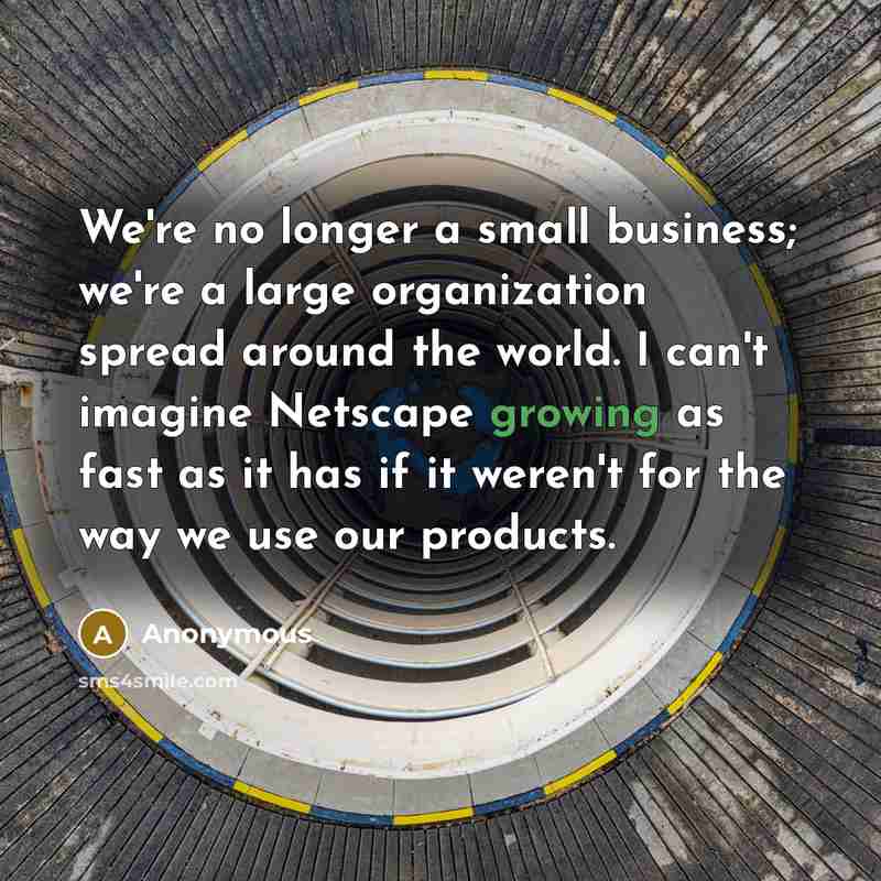 “We're no longer a small business; we're a large organization…” quote by Anonymous