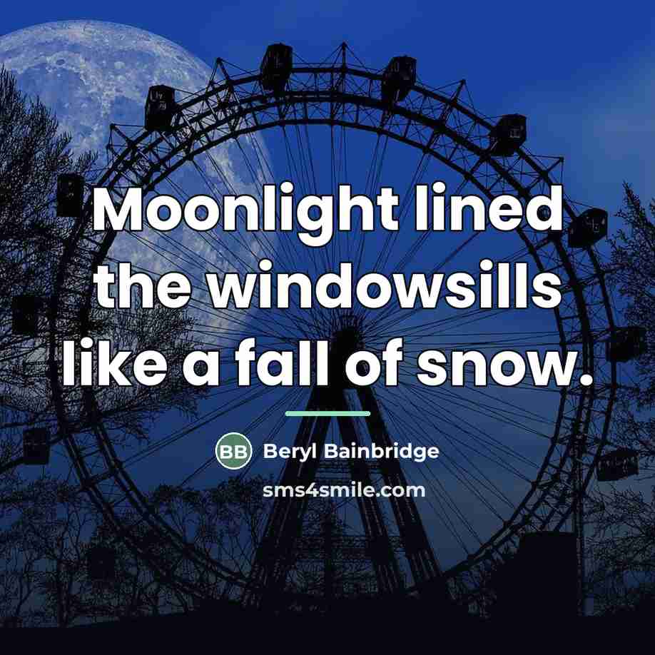 “Moonlight lined the windowsills like a fall of snow.…” quote by Beryl Bainbridge