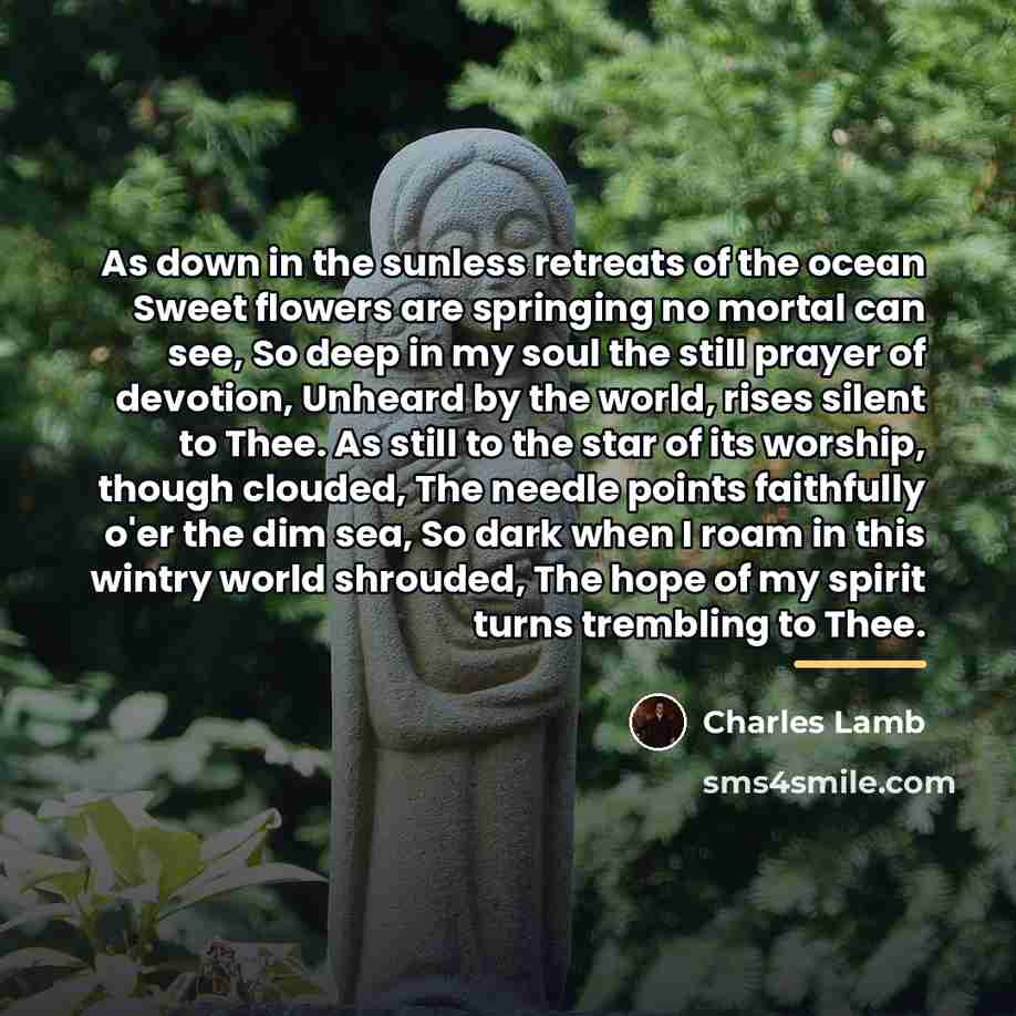 “As down in the sunless retreats of the ocean Sweet…” quote by Charles Lamb