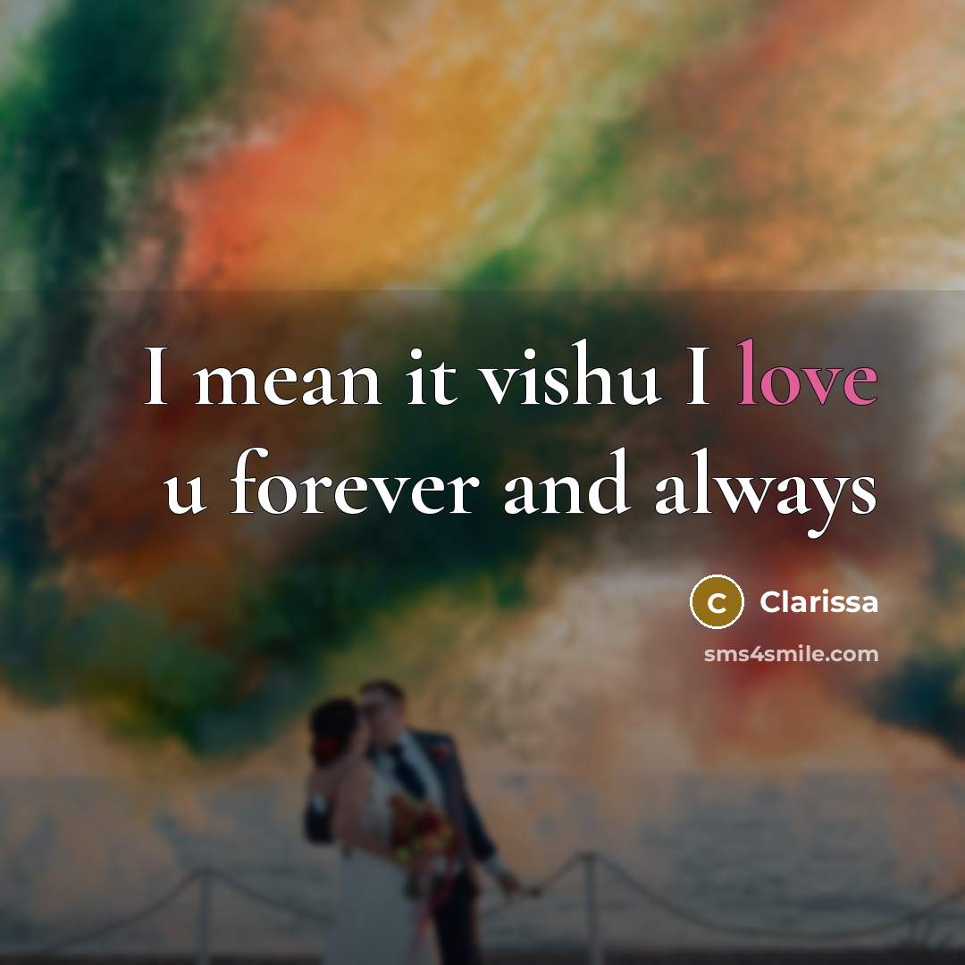 “I mean it vishu I love u forever and always…” quote by Clarissa