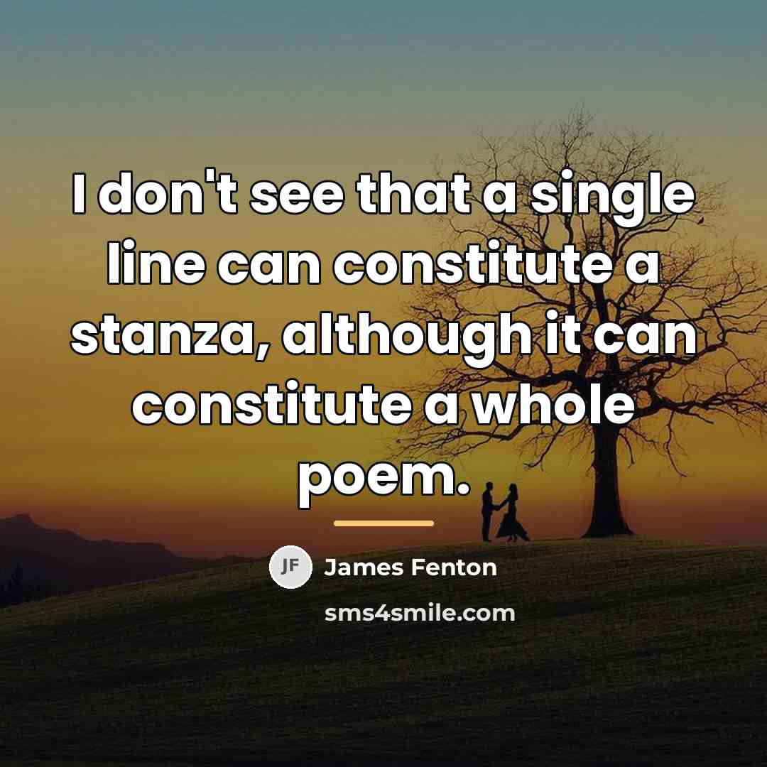 “I don't see that a single line can constitute a…” quote by James Fenton