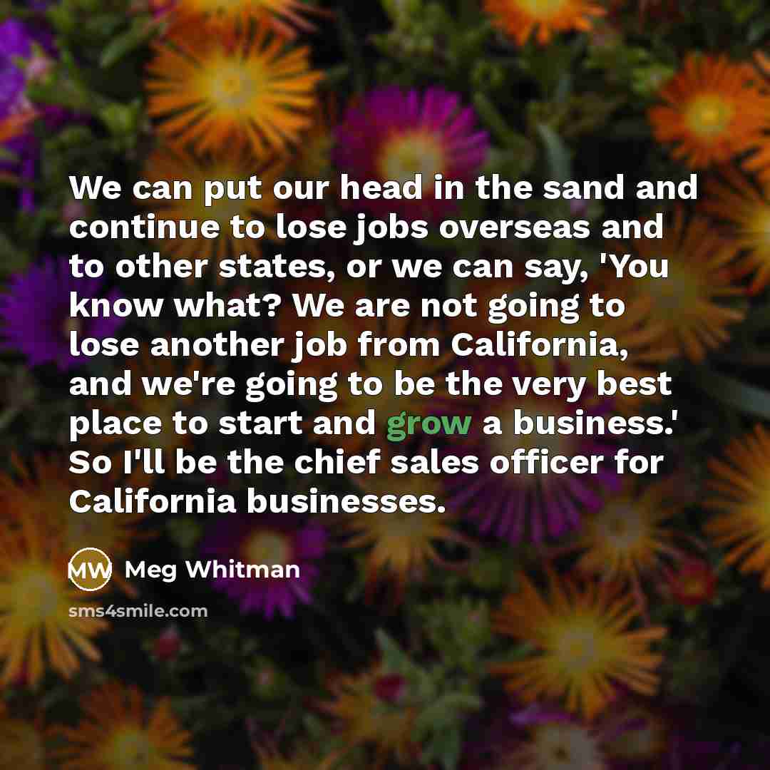 “We can put our head in the sand and continue…” quote by Meg Whitman