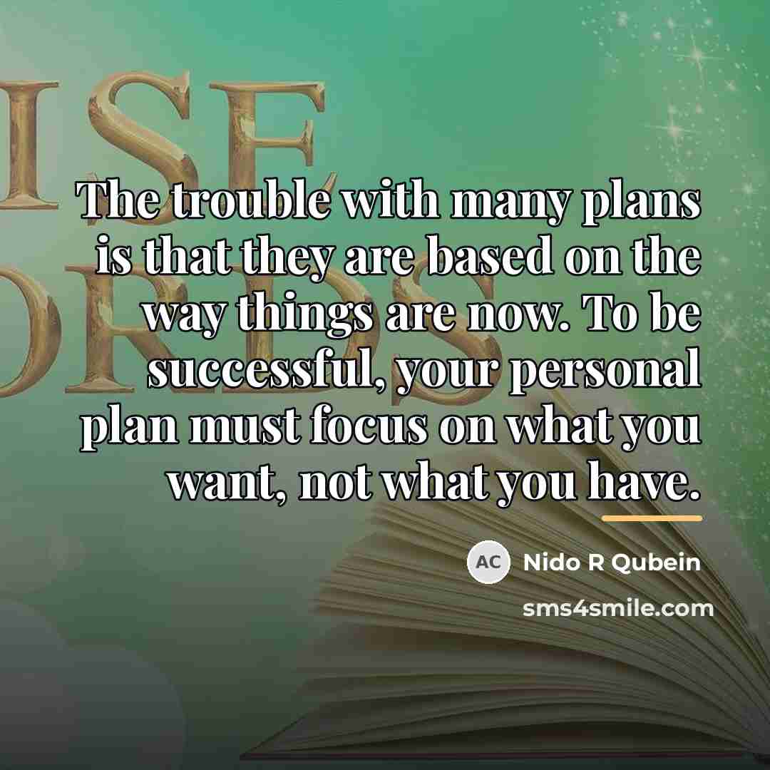 “The trouble with many plans is that they are based…” quote by Nido R Qubein