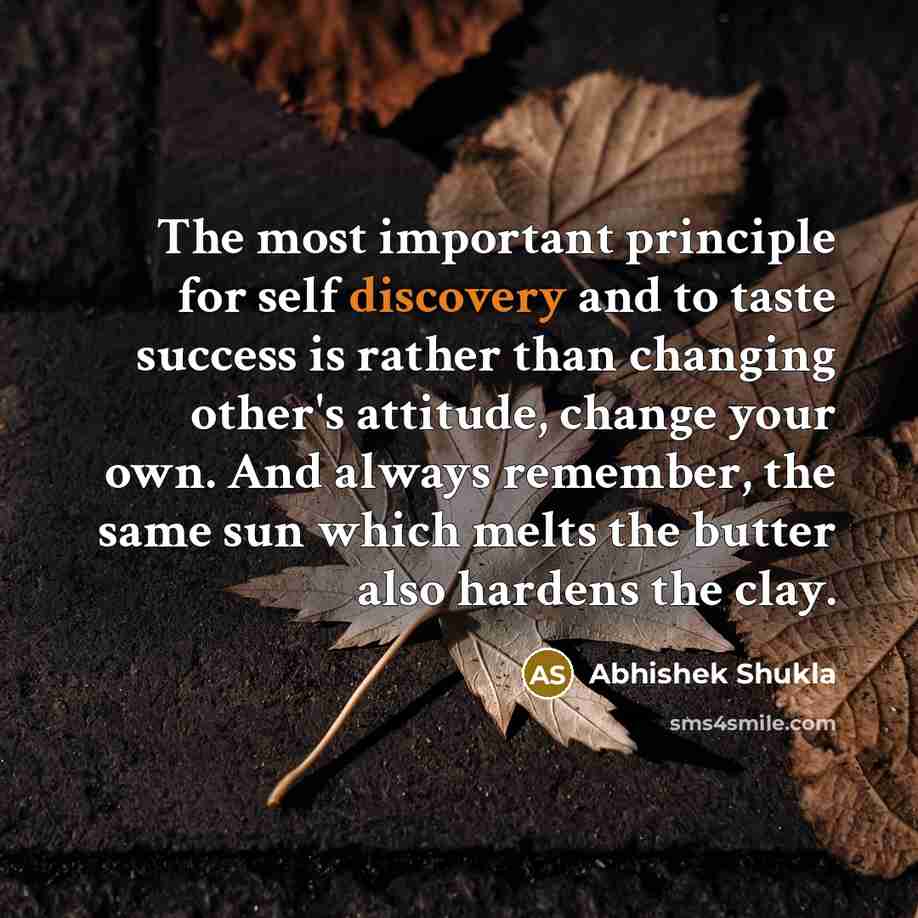 “The most important principle for self discovery and to taste…” quote by Abhishek Shukla
