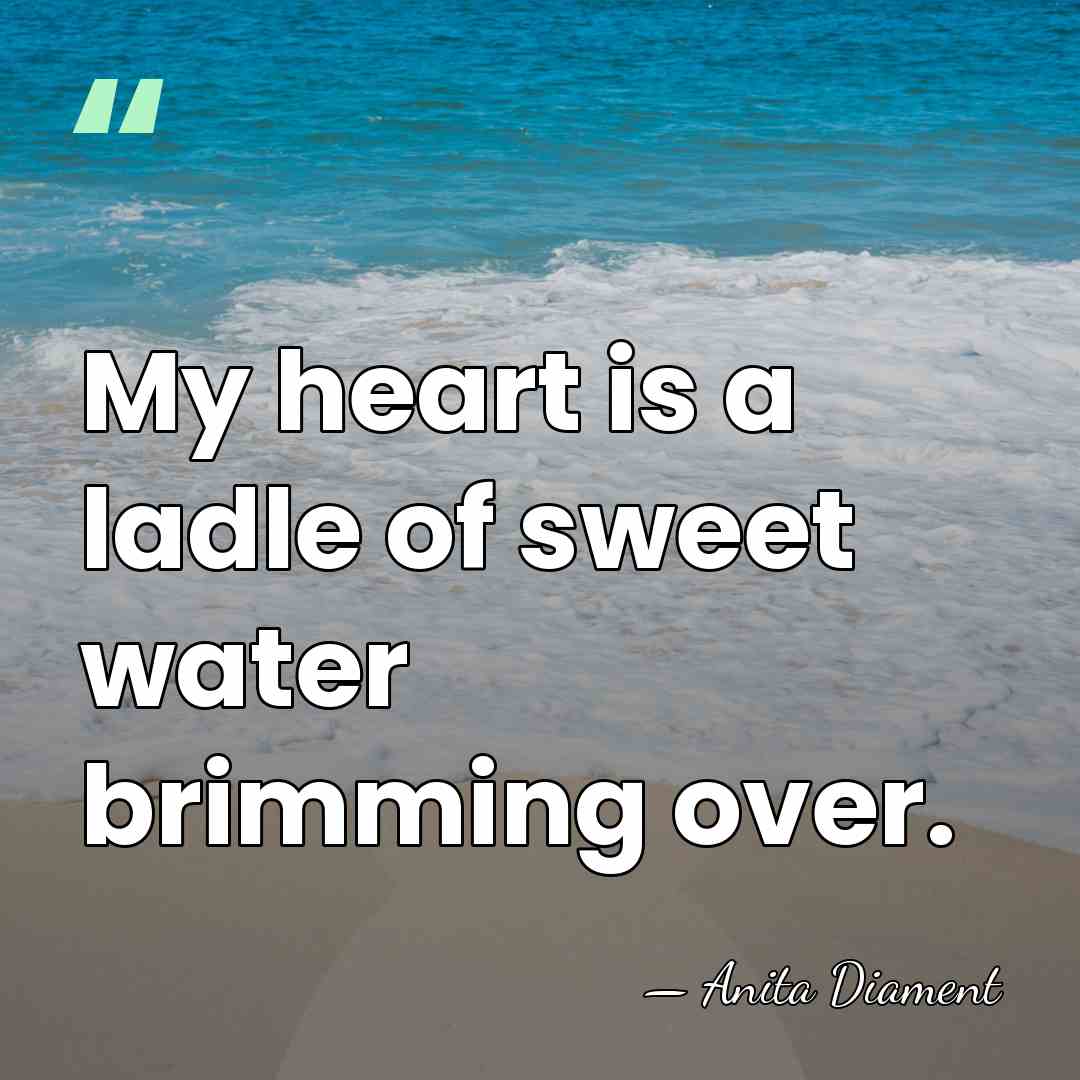 My heart is a ladle of sweet water brimming over. - Anita Diament