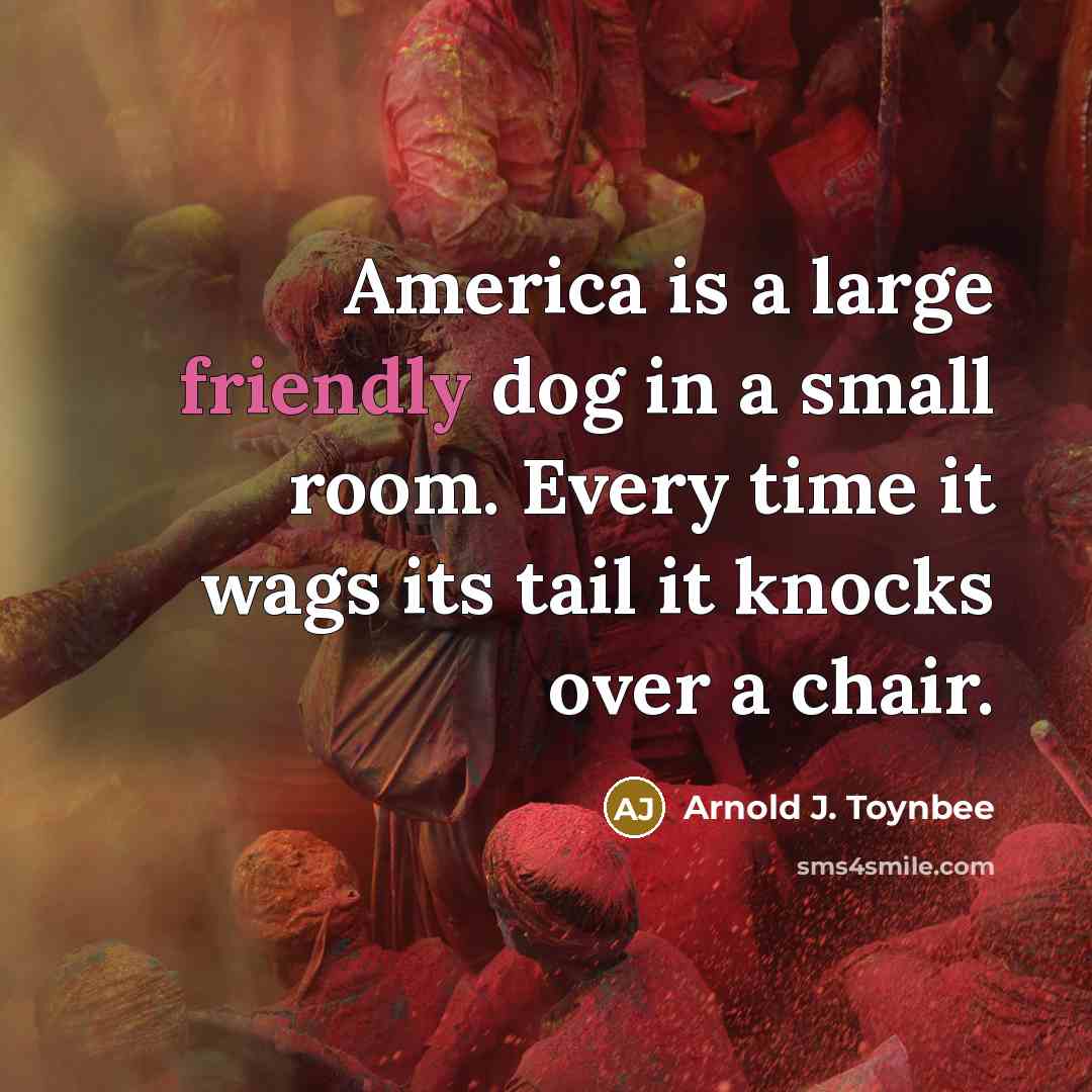 “America is a large friendly dog in a small room.…” quote by Arnold J. Toynbee