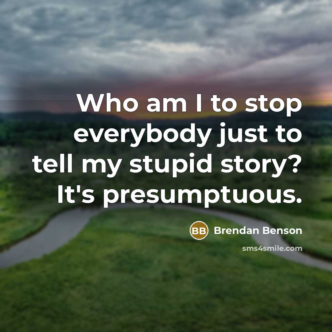 “Who am I to stop everybody just to tell my…” quote by Brendan Benson