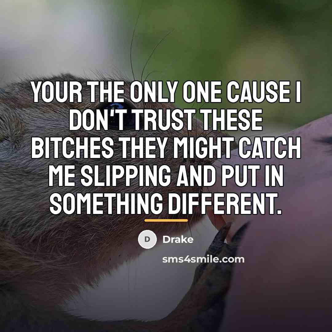 “Your the only one cause I don't trust these bitches…” quote by Drake
