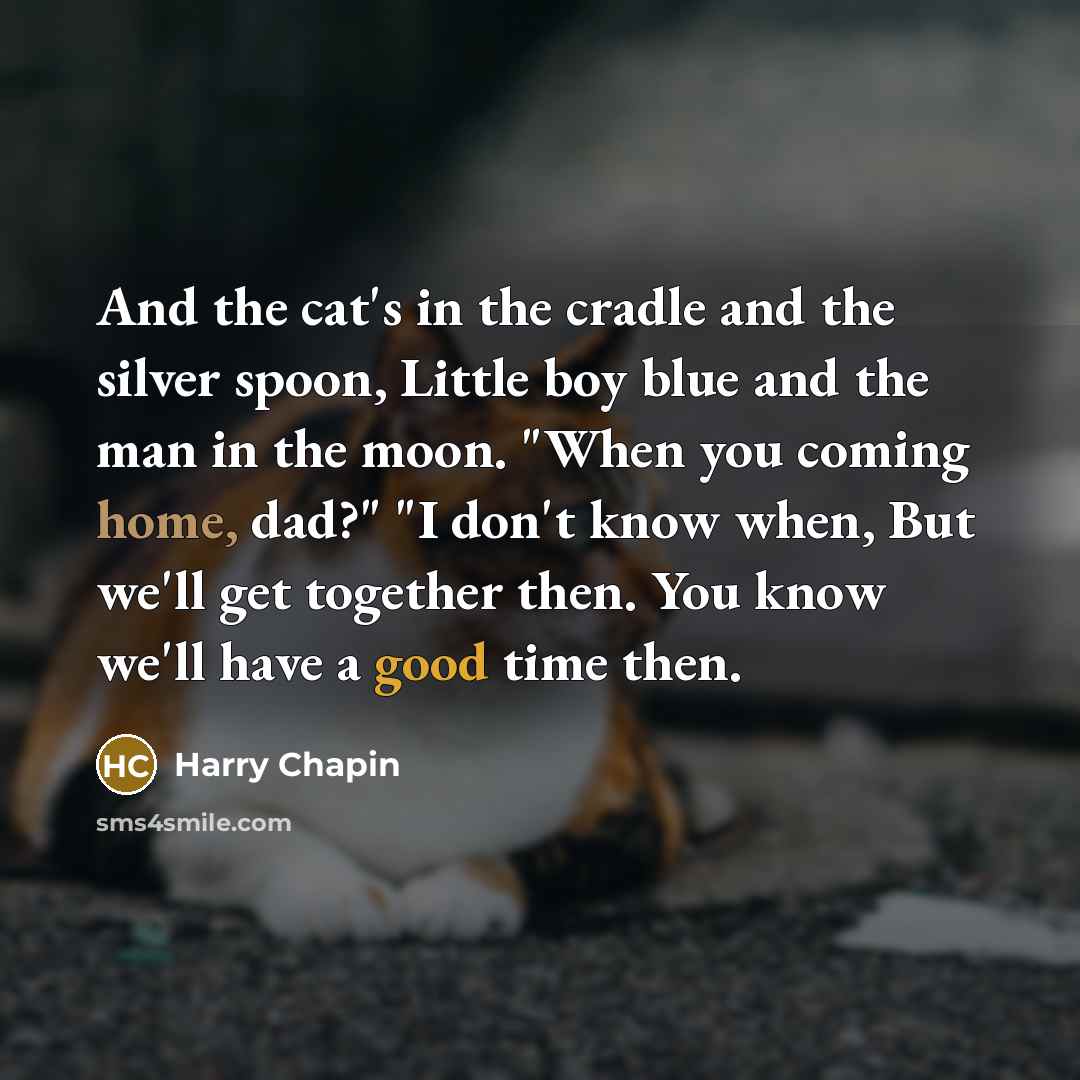 “And the cat's in the cradle and the silver spoon,…” quote by Harry Chapin