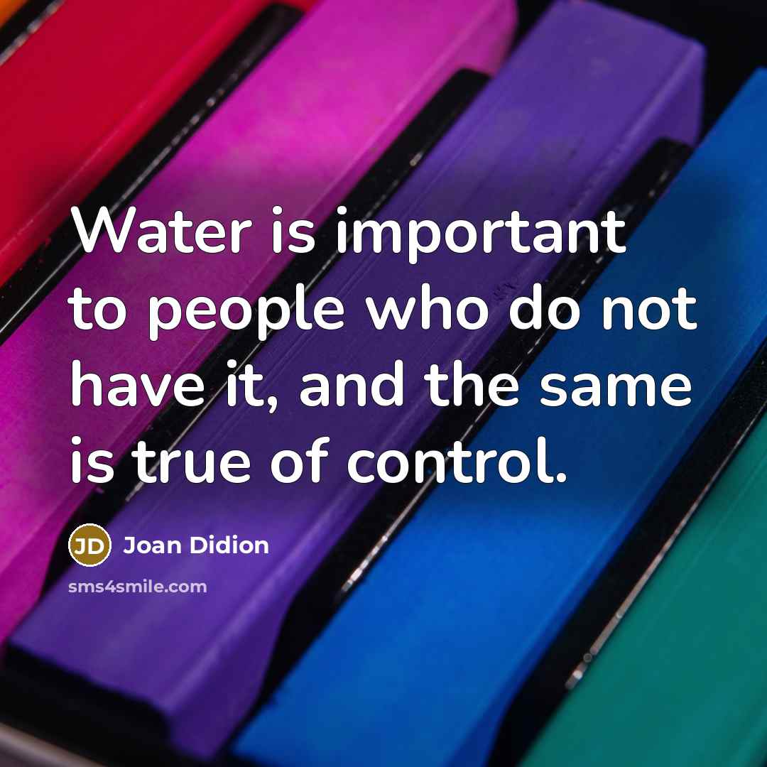 “Water is important to people who do not have it,…” quote by Joan Didion