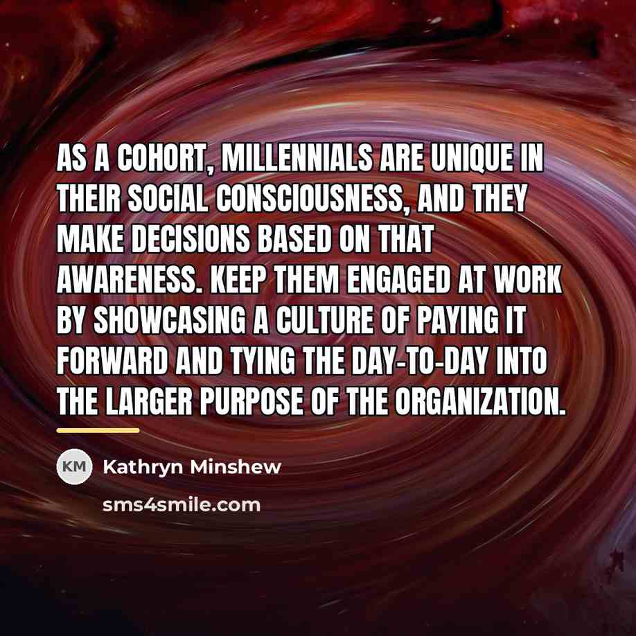 “As a cohort, millennials are unique in their social consciousness,…” quote by Kathryn Minshew