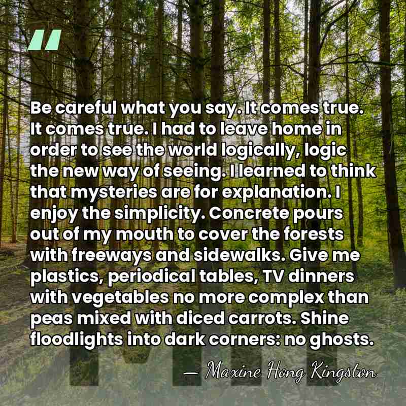 Be careful what you say. It comes true. It comes true. I&hellip; - Maxine Hong Kingston