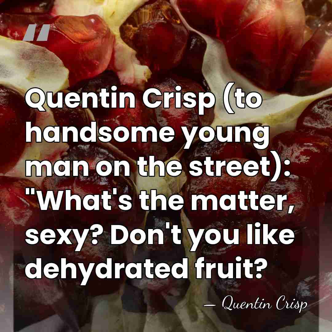 Quentin Crisp (to handsome young man on the street): "What's the matter,&hellip; - Quentin Crisp