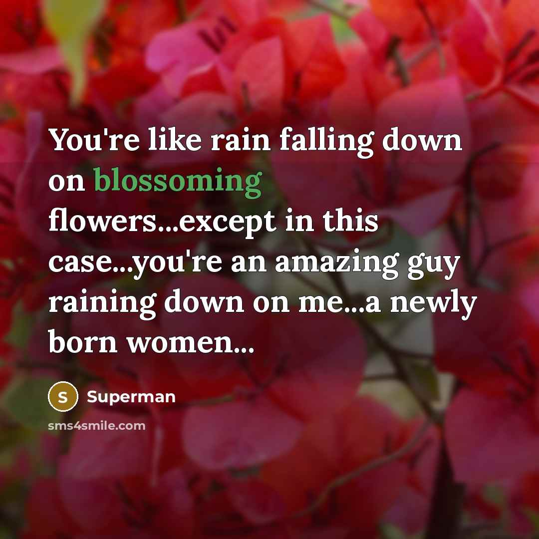 “You're like rain falling down on blossoming flowers...except in this…” quote by Superman