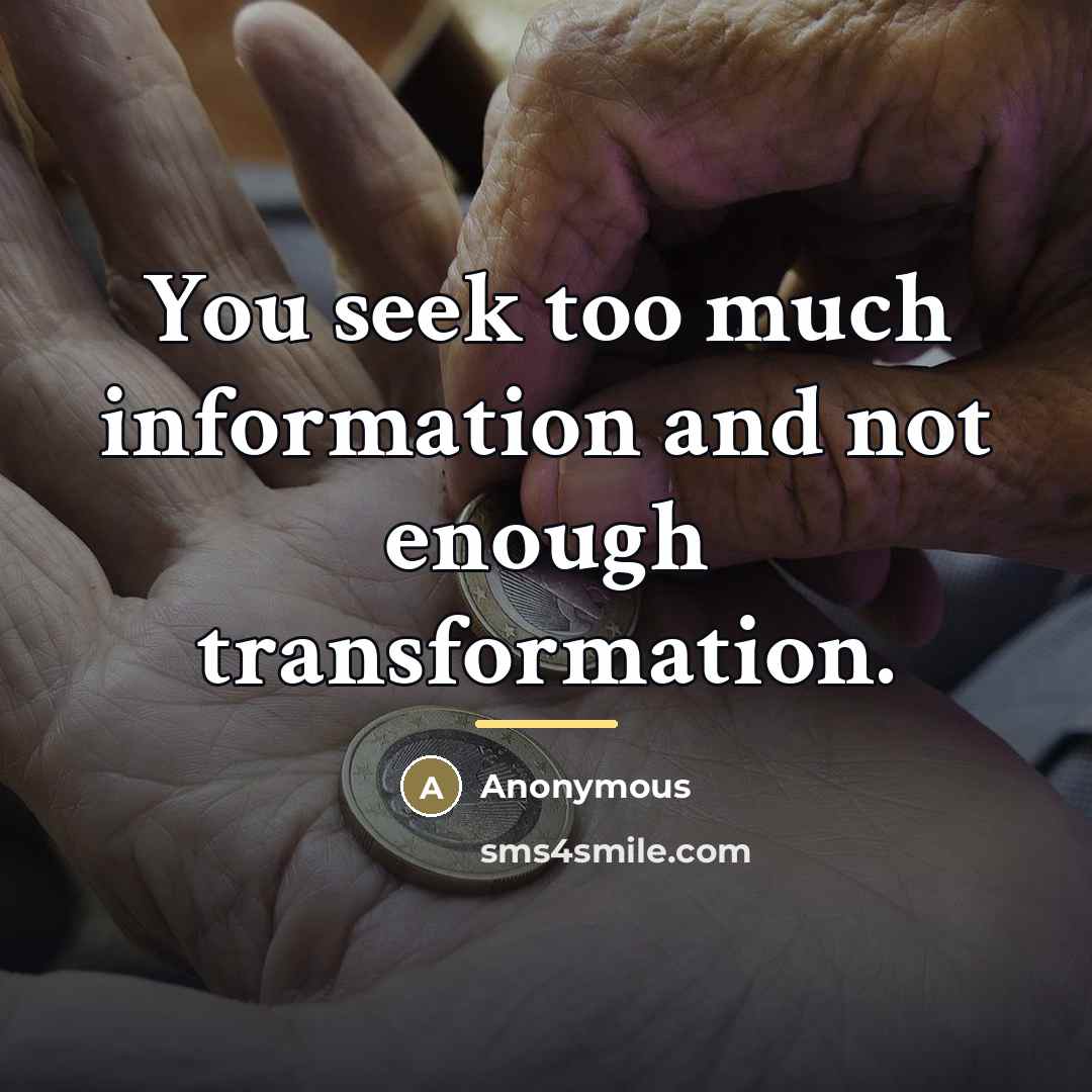 “You seek too much information and not enough transformation.…” quote by Anonymous