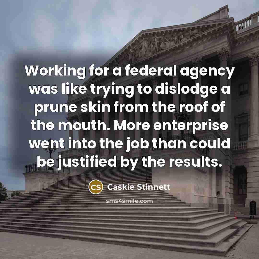 “Working for a federal agency was like trying to dislodge…” quote by Caskie Stinnett