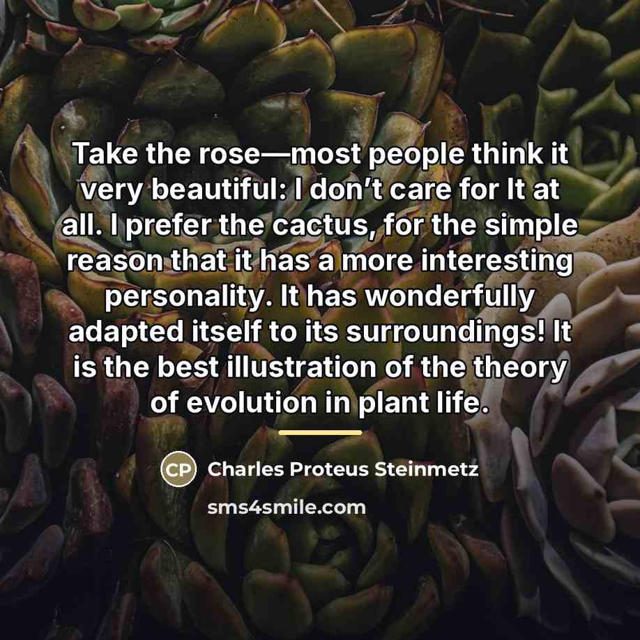 “Take the rose—most people think it very beautiful: I don’t…” quote by Charles Proteus Steinmetz