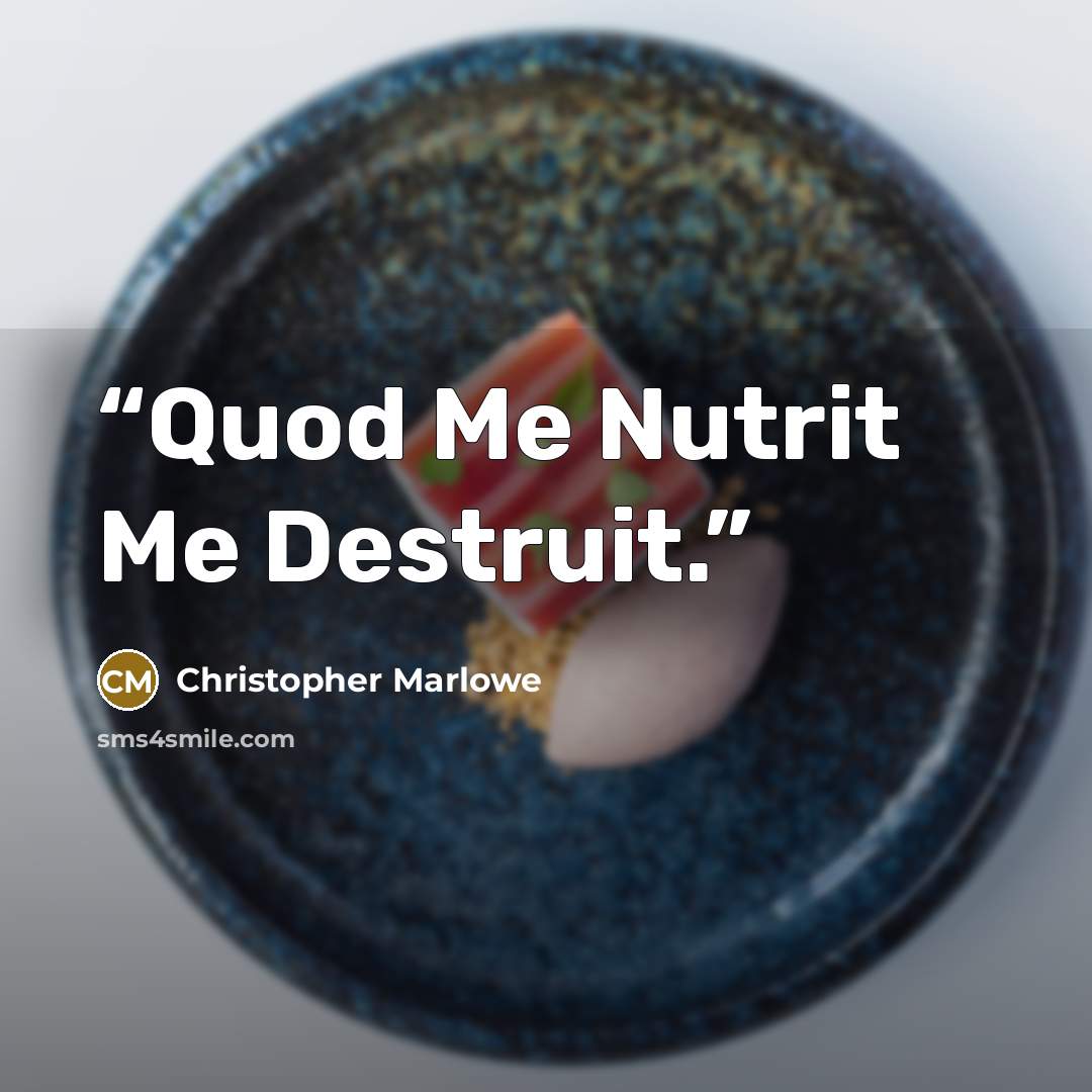 “Quod Me Nutrit Me Destruit.” quote by Christopher Marlowe
