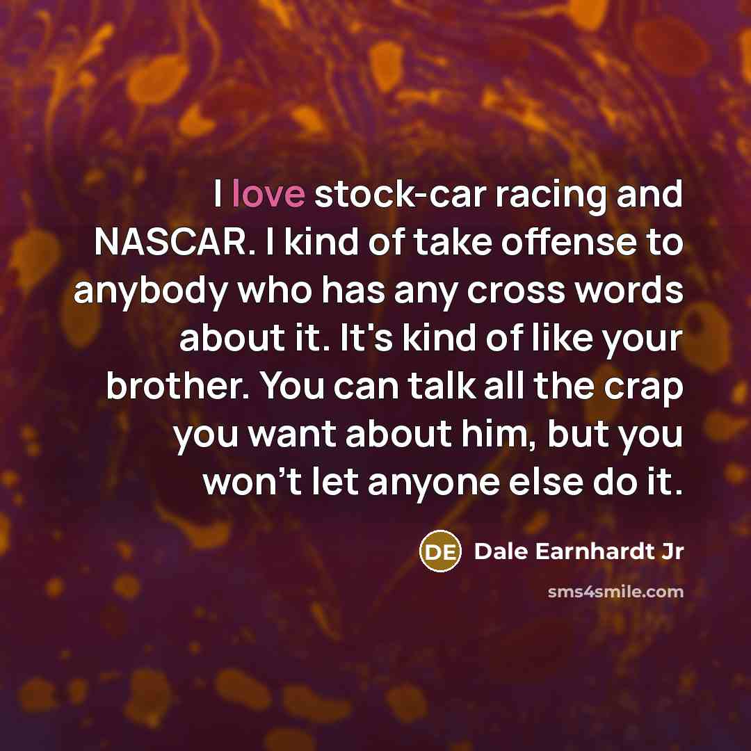 “I love stock-car racing and NASCAR. I kind of take…” quote by Dale Earnhardt Jr