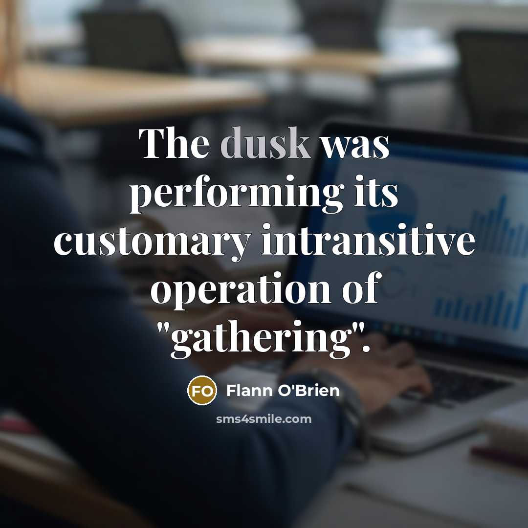 “The dusk was performing its customary intransitive operation of "gathering".…” quote by Flann O'Brien